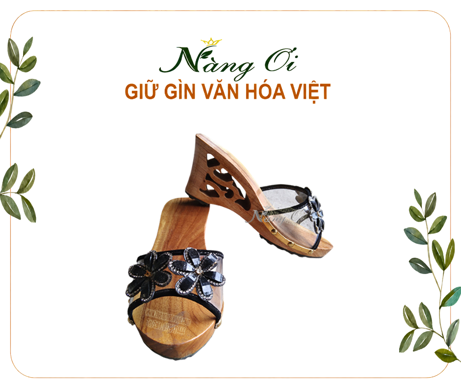 guốc gỗ cho nữ cao 7cm làm từ gỗ xoan tự nhiên